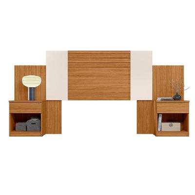 Conjunto Mesa e Cabeceira Araguaia 2 Gavetas MDF Moderno Off White Moval Móveis