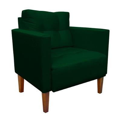 Poltrona Livia Decorativa Suede Verde Pé Madeira Castanho D'Rossi