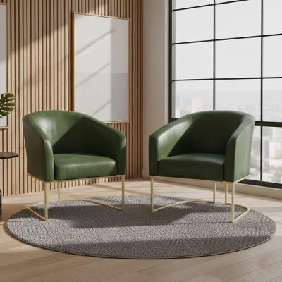 Kit 2 Poltronas Stella Base Industrial Sintético PU Verde D'Rossi