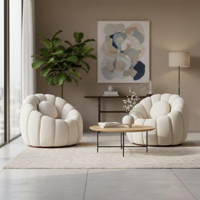 Kit 2 Poltronas Cloud Decorativas Bouclê com Almofada Bege D'Rossi