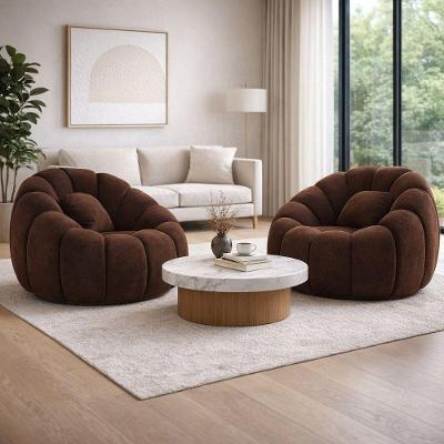 Kit 2 Poltronas Cloud Decorativa Bouclê com Almofada Marrom D'Rossi