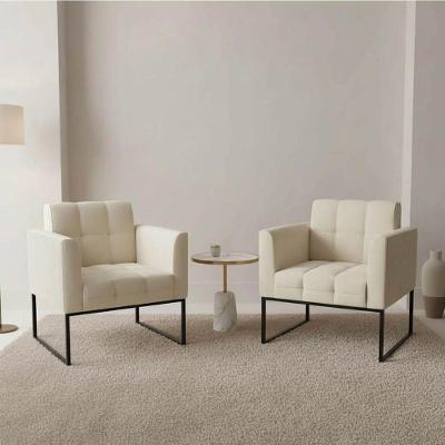 Kit 2 Poltronas Elisa Veludo Cotelê Base Industrial Off White D'Rossi