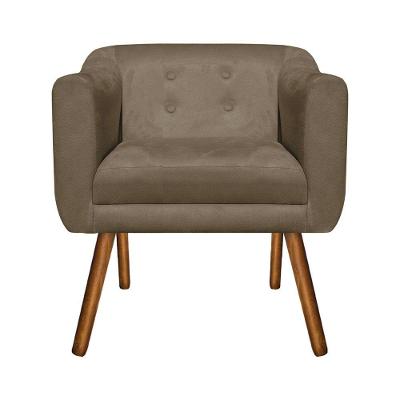 Poltrona Julia Decorativa Pé Palito Suede Marrom Rato D'Rossi