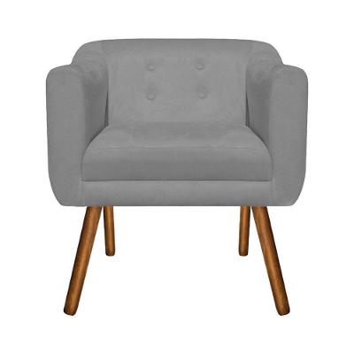 Poltrona Julia Decorativa Pé Palito Suede com Botões Grafite D'Rossi
