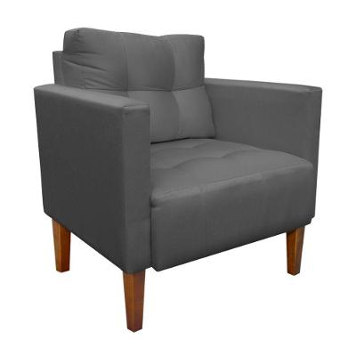 Poltrona Livia Decorativa Suede com Pé Palito Madeira Grafite D'Rossi