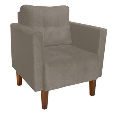 Poltrona Lívia Decorativa Suede Marrom Rato Pé Madeira D'Rossi