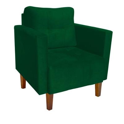 Poltrona Livia Decorativa Suede com Fibra Siliconada Verde Pé Madeira Castanho D'Rossi