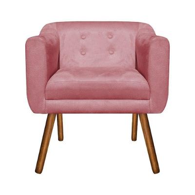 Poltrona Julia Decorativa Suede Rosê com Botões MV Estofados