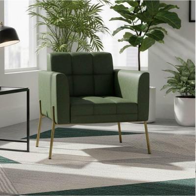 Poltrona Elisa Pés Ferro Dourado Corano Espuma D-23 Verde D'Rossi