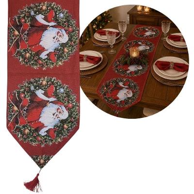 Caminho de Mesa Natalino Gobelin Luxo 180x33cm Vinho Yangzi