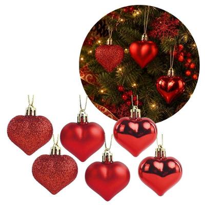 Kit 6 Pingentes Coração Vermelho Glitter Fosco e Brilho 4,5cm Yangzi