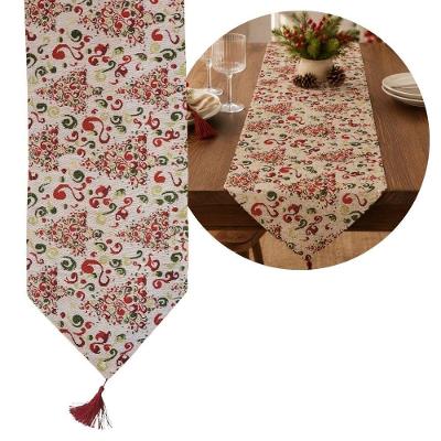 Caminho de Mesa Natalino Gobelin Estampa Pinheiro 180x33CM Off White Yangzi