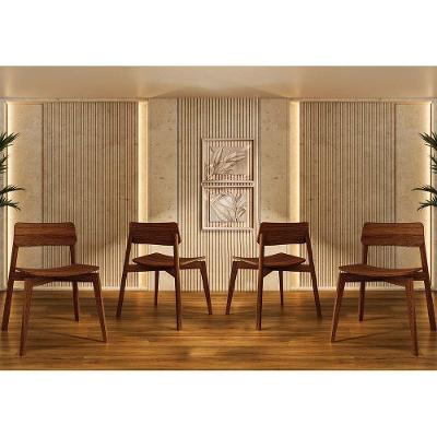 Conjunto Nature 4 Cadeiras Madeira Pinus Rústico Escuro 1557NE Finestra Móveis