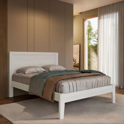 Cama Casal Topázio 2808BF Madeira Pinus Branco e Freijó Finestra Móveis