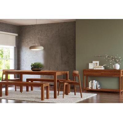 Conjunto de Jantar Nature 6 Lugares MDF Rústico Escuro 180CM Finestra Móveis