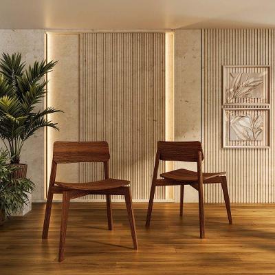 Conjunto de Cadeiras Nature 1557NE Madeira Pinus Rústico Escuro Finestra Móveis