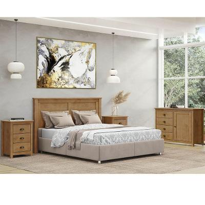 Conjunto Quarto Topázio Freijó Cabeceira Cômoda e 2 Mesas Madeira Finestra