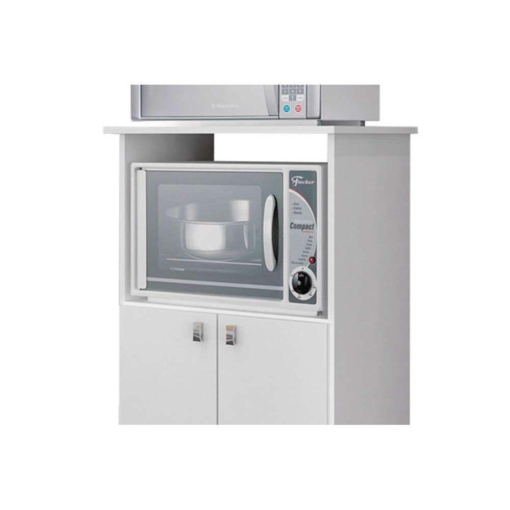 Balcão Multiuso Cozinha AM1010 c/ 2 Portas e Nicho p/ Microondas 56cm Branco - Movelbento - 5