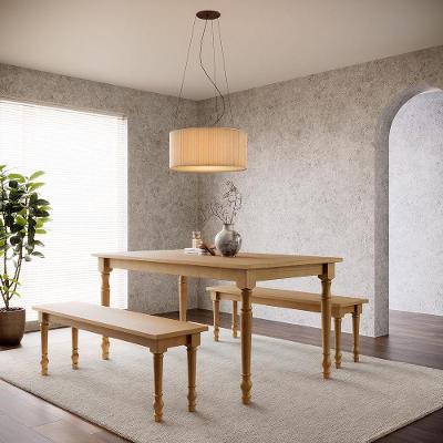 Conjunto Rubi 2 Bancos Pinus Tampo MDF Freijó 160CM Finestra Móveis