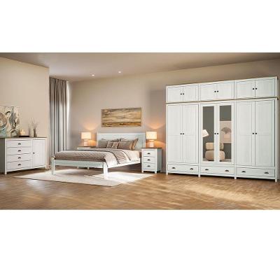 Conjunto de Quarto Topázio 12 Portas Cama Casal Cômoda Branco-Freijó Finestra Móveis