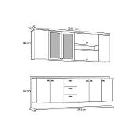 Cozinha Modulada Henn Americana  10 Peças (4 Aéreos + 3 Balcões + 3 Tampos) CZ266 Branco