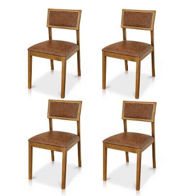 Kit 04 Cadeiras Millie Madeira Maciça Courino Caramelo Desk Design
