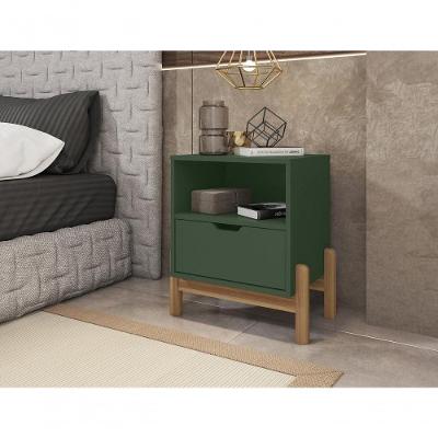 Mesa de Cabeceira Aurora Nicho 1 Gaveta MDF-MDP Verde Oliva Mobiliar Home Shop