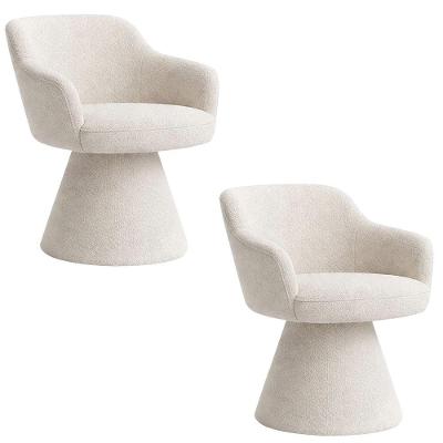 Kit 02 Cadeiras de Jantar Jade Base Fixa Bouclé Off White Nexta Casa