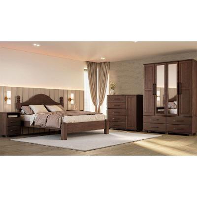 Conjunto Quarto Casal Ouro Guarda Roupa 4 Portas Cama Cômoda 2 Cabeceiras Café Pinus Finestra Móveis
