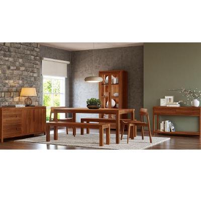 Conjunto Jantar Nature 6 Lugares Pinus Rústico Escuro 180CM Finestra Móveis