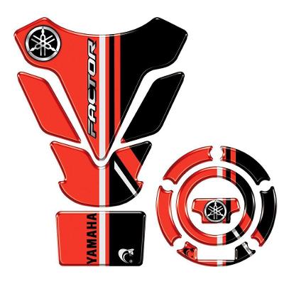 Kit Protetor Tanque e Bocal Resinado Factor DX 2025-2026 Vermelho Yamaha Teu Adesivo
