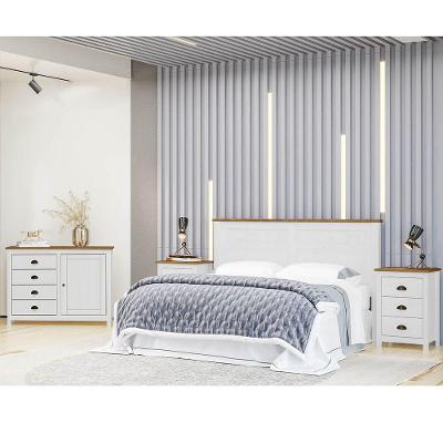 Kit Quarto Topázio Cômoda Sapateira 2 Mesas Madeira Branco Finestra Móveis
