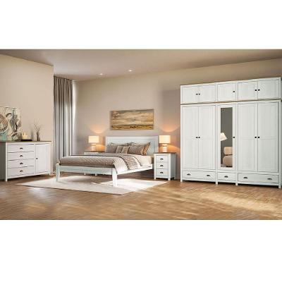 Conjunto de Quarto Topázio 10 Portas de Bater 4 Gavetas Cama Casal Branco-Freijó Finestra Móveis