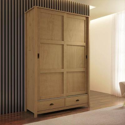 Guarda Roupa Casal Topázio 2 Portas de Correr Madeira Pinus Freijó