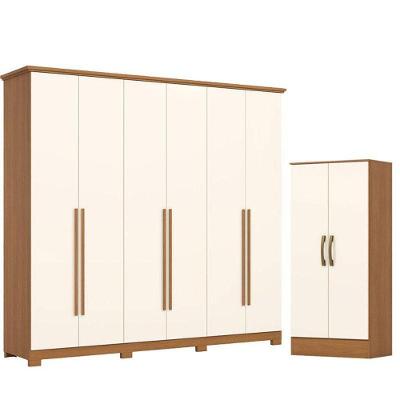 Guarda Roupa Leblon D327 6 Portas de Bater 6 Gavetas Cinamomo Off White Henn