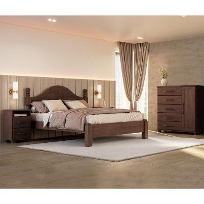 Conjunto de Quarto Casal Ouro Café Madeira Pinus Finestra Móveis