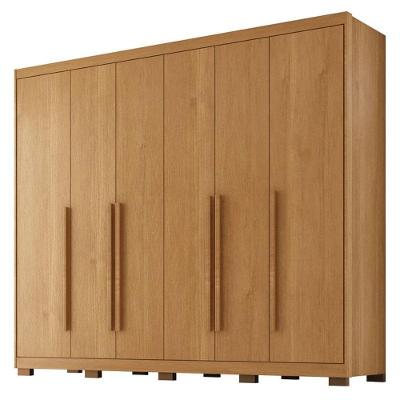 Guarda Roupa Casal Platinium 6 Portas de Bater 6 Gavetas MDF Cinamomo Fosco