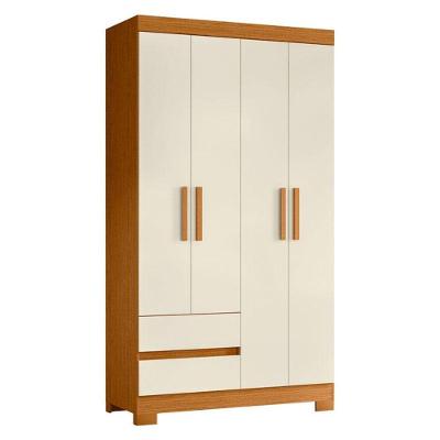 Guarda Roupa Solteiro Olimpia 4 Portas 2 Gavetas MDP Cinamomo Off White