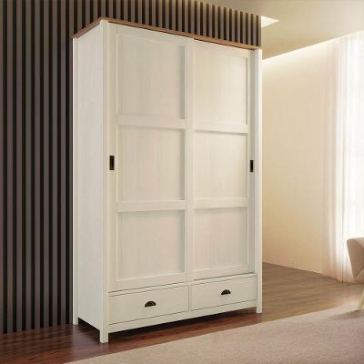 Guarda Roupa Casal Topázio 2 Portas de Correr Pinus Branco-Freijó Finestra Móveis