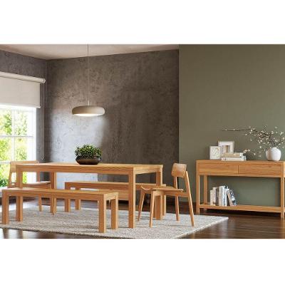 Conjunto de Jantar Nature 6 Lugares MDF Rústico Claro 180CM Finestra Móveis
