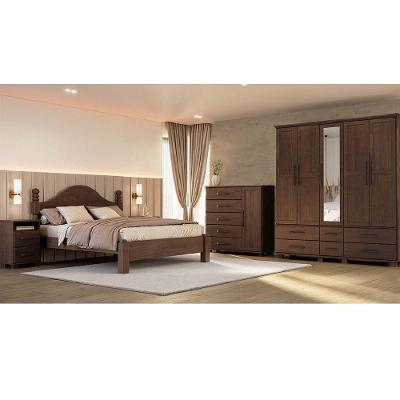 Conjunto de Quarto Ouro 5 Portas Cama Queen Cômoda 2 Mesas de Cabeceira Pinus Café Finestra Móveis