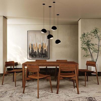 Conjunto de Jantar Nature 6 Lugares MDF Rústico Escuro 180CM Finestra Móveis