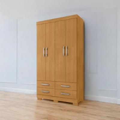 Guarda Roupa Solteiro Parma 4 Portas de Bater 4 Gavetas MDP Naturalle