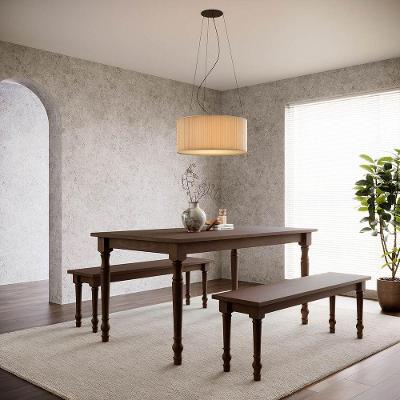 Conjunto Rubi 2 Bancos Madeira Pinus Café 160CM Finestra Móveis
