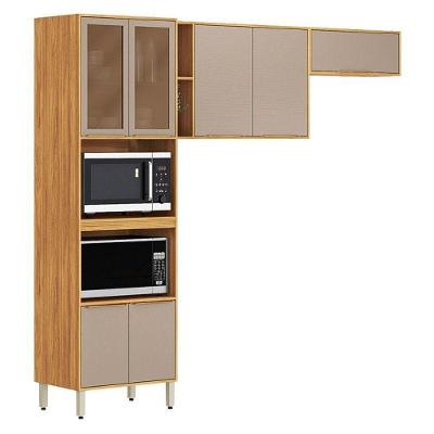 Cozinha Modulada Plena 3 Peças Torre Quente MDF Nude Demóbile