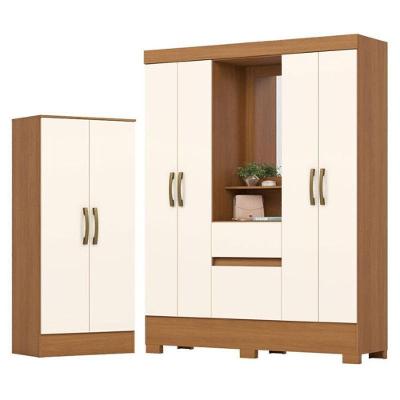 Guarda Roupa Casal Luiz BS07 4 Portas de Bater 2 Gavetas MDP Cinamomo Off White Móveis Henn