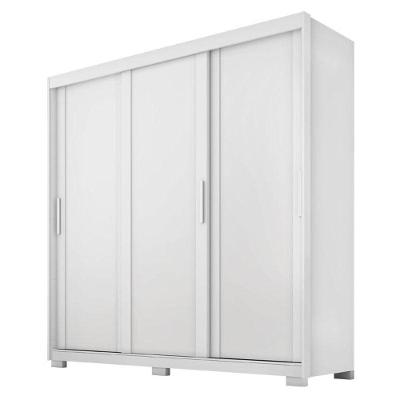 Guarda Roupa Casal Confort 3 Portas de Correr 4 Gavetas MDP Branco Absoluto Zanzini