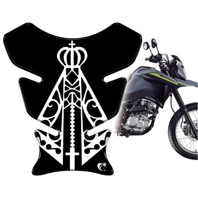 Protetor de Tanque Moto Nossa Senhora Preto 3D PVC Teu Adesivo