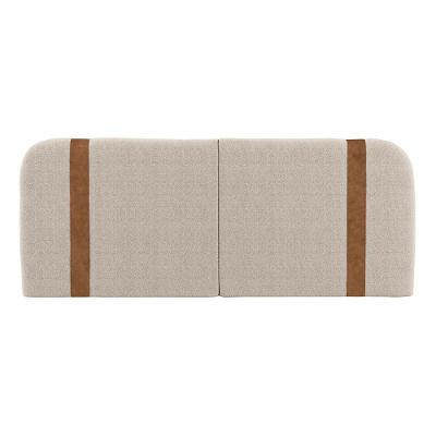 Cabeceira Painel Flay King Size na Parede Madeira Maciça Suede Bege Abmaza