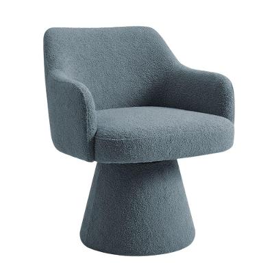 Cadeira Giratória Jade em Madeira Bouclé Azul Claro Nexta Casa